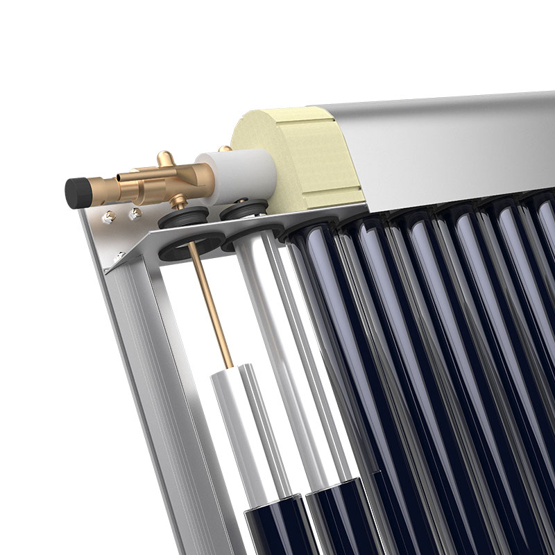 SOLETKS cutaway showing the evacuated glass tube, copper heat pipe and insulated header manifold